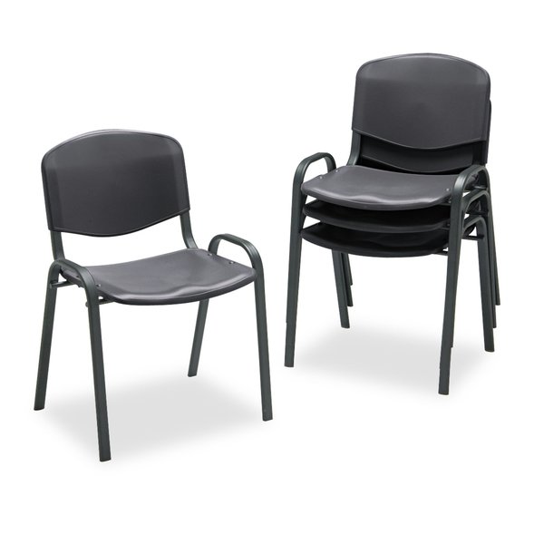 Safco Black Stack Chair, 17-3/4" L 30-1/2" H, Polypropylene Seat 4185BL